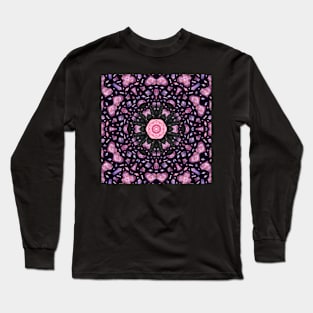 Crystal Hearts and Flowers Valentines Kaleidoscope pattern (Seamless) 15 Long Sleeve T-Shirt